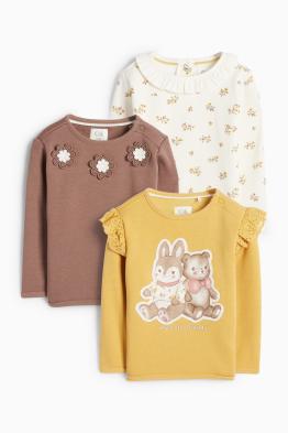 Multipack 3er - Blümchen und Bärchen - Baby-Sweatshirt