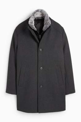 Cappotto con riporto di ecopelliccia