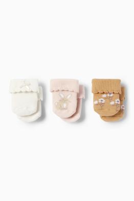 Multipack 3er - Häschen und Blümchen- Erstlings-Socken