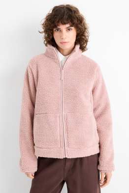 Teddy fur zip-through sweatshirt