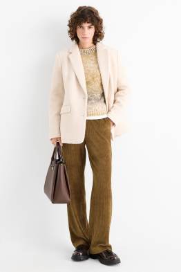 Velvet trousers - high waist - wide leg - ribbed