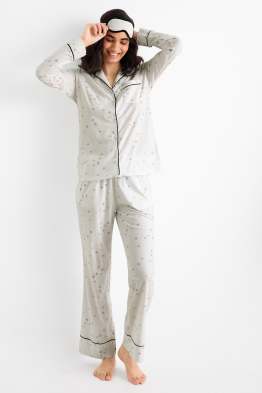 Set - pyjama en slaapmasker - 3-delig - met patroon