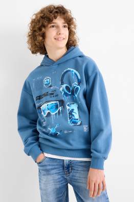 Snowboarďácký motiv - mikina s kapucí