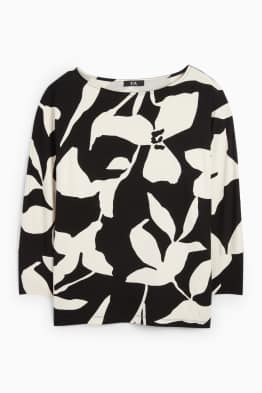 Tričko s dlouhým rukávem basic - regular fit - s květinovým vzorem