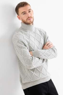 Rollkragenpullover mit Kaschmir-Anteil - Woll-Mix