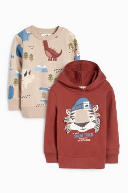 Pack de 2 - tigre y dinosaurios - sudadera con capucha y sudadera sin capucha
