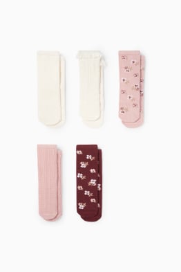 Multipack 5er - Blümchen - Baby-Socken mit Motiv