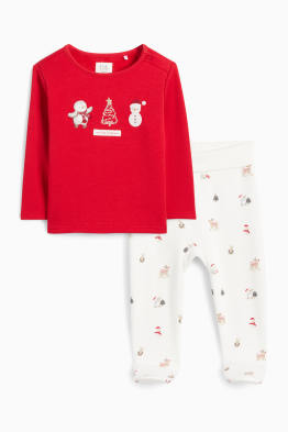 Pingüino - conjunto navideño para recién nacido - forro de peluche