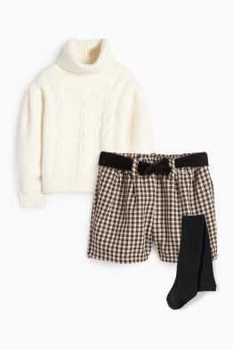 Conjunto - jersey de cuello vuelto, shorts y leotardos - 3 prendas