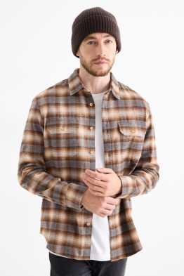 Chemise en flanelle - regular fit - col kent - à carreaux
