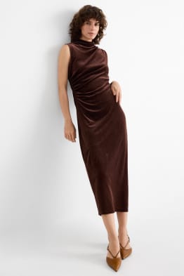 Samt-Bodycon-Kleid mit Strasssteinen