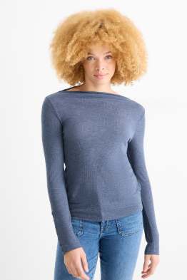 Basic-Langarmshirt - Regular Fit - gerippt