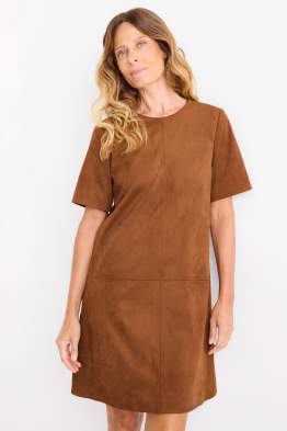 Robe évasée - faux suède