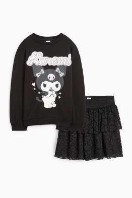 Kuromi - set - bluză de molton și fustă - 2 piese