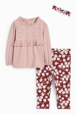 Fiorellini - completo per neonate - Broderie Anglaise - 3 pezzi