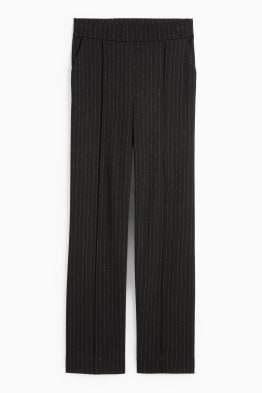 Žerzejové kalhoty - mid waist - wide leg - s úzkými proužky