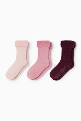 Multipack 3er - warme Anti-Rutsch-Socken - gerippt
