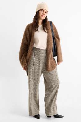Pantalón de jersey - high waist - wide leg - de cuadros