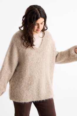 Jersey con escote en pico - mezcla de alpaca