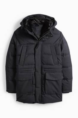Quilted parka with hood - water-repellent