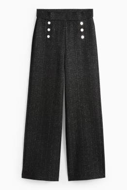 Pantalon en finition bouclée - high waist - wide leg
