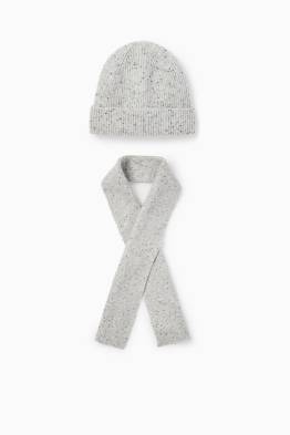 Souprava - čepice a šála - žebrovaná