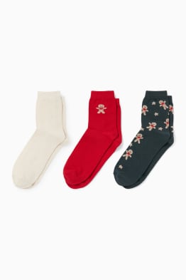 Multipack of 3 - Christmas socks with motif