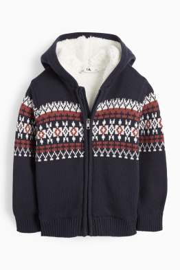 Strickjacke mit Kapuze - gemustert