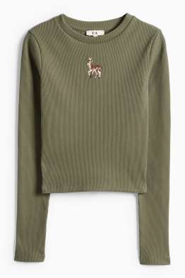 Maglia a maniche lunghe corta - slim fit - a coste