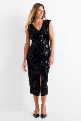 Vestito in velluto con paillettes - straight fit