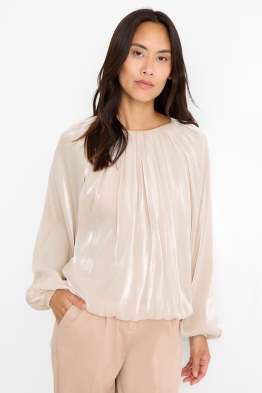 Blouse met strass-steentjes - glanzend
