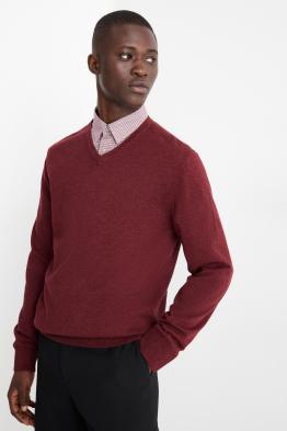 Ensemble - pull avec encolure en V et chemise de bureau - 2 pièces