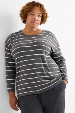 Camiseta de manga larga - relaxed fit - de rayas