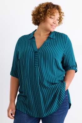 Bluse mit V-Ausschnitt - gestreift