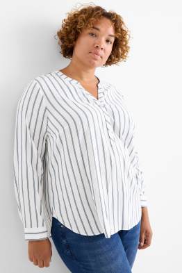 Blusa con escote en pico - de rayas