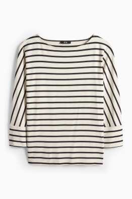 Tričko s dlouhým rukávem basic - regular fit - pruhované