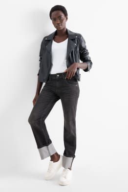 Crop straight jeans - mid waist - LYCRA®