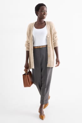 Pantalon de toile à ceinture - high waist - barrel leg