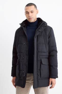 Quilted parka with hood - water-repellent