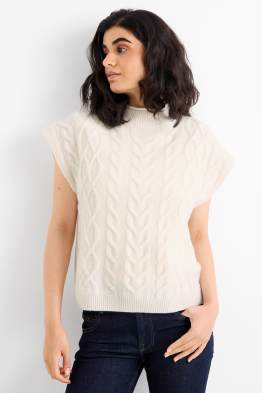 Maglione con cashmere - maniche corte - misto lana