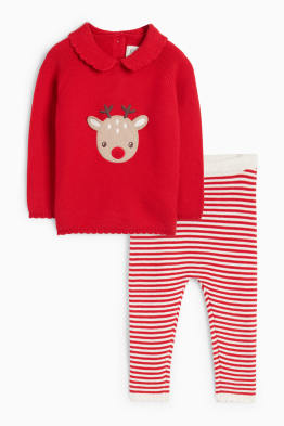 Rentier - Weihnachts-Baby-Outfit - 2 teilig