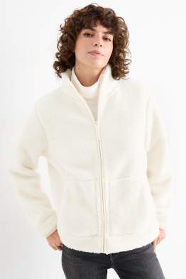 Teddy fur zip-through sweatshirt
