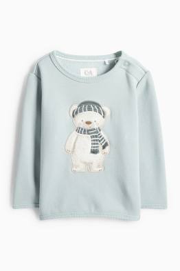 IJsbeer - babysweatshirt - met pluche gevoerd