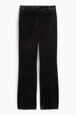 Sametové kalhoty - high waist - flared