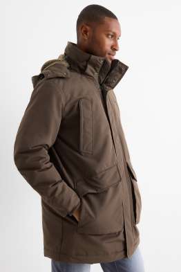 Parka with hood - lined - water-repellent