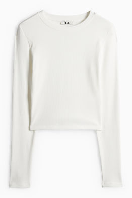 Tricou crop cu mânecă lungă - slim fit - reiat