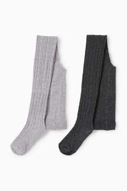 Lot de 2 paires - collants - motif tressé