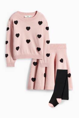 Cuore - set - maglione, gonna e calzamaglia - 3 pezzi