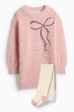 Schleife - Set - Strickkleid und Strumpfhose - 2 teilig