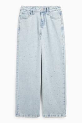 Wide leg jeans se štrasovými kamínky